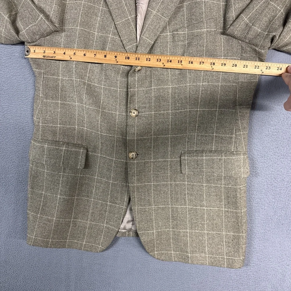 Ralph Ralph Lauren Blazer Mens 46 Tan Heathered Window Check Wool Silk Linen VTG